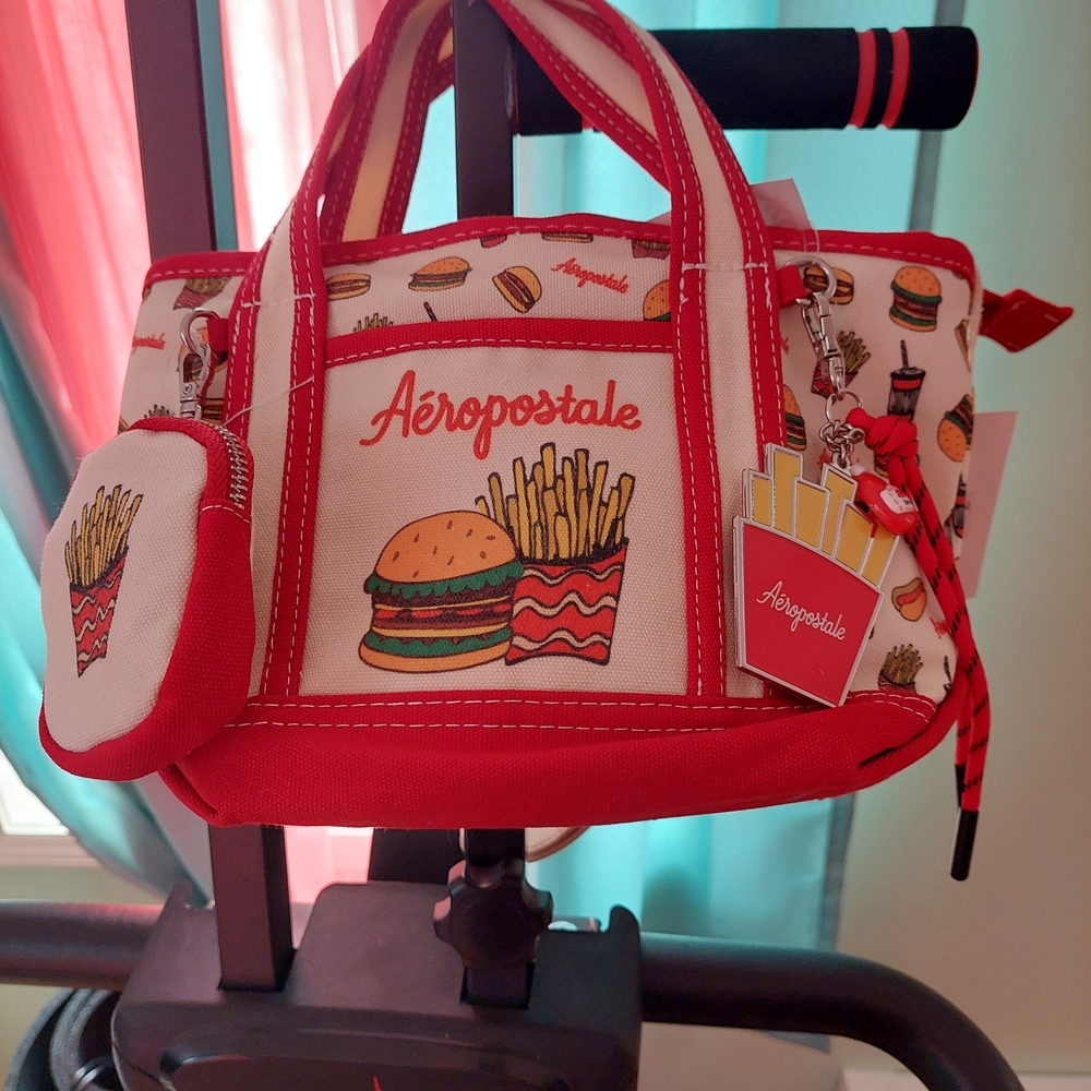 Aeropostale Red and White Burger Print Tote